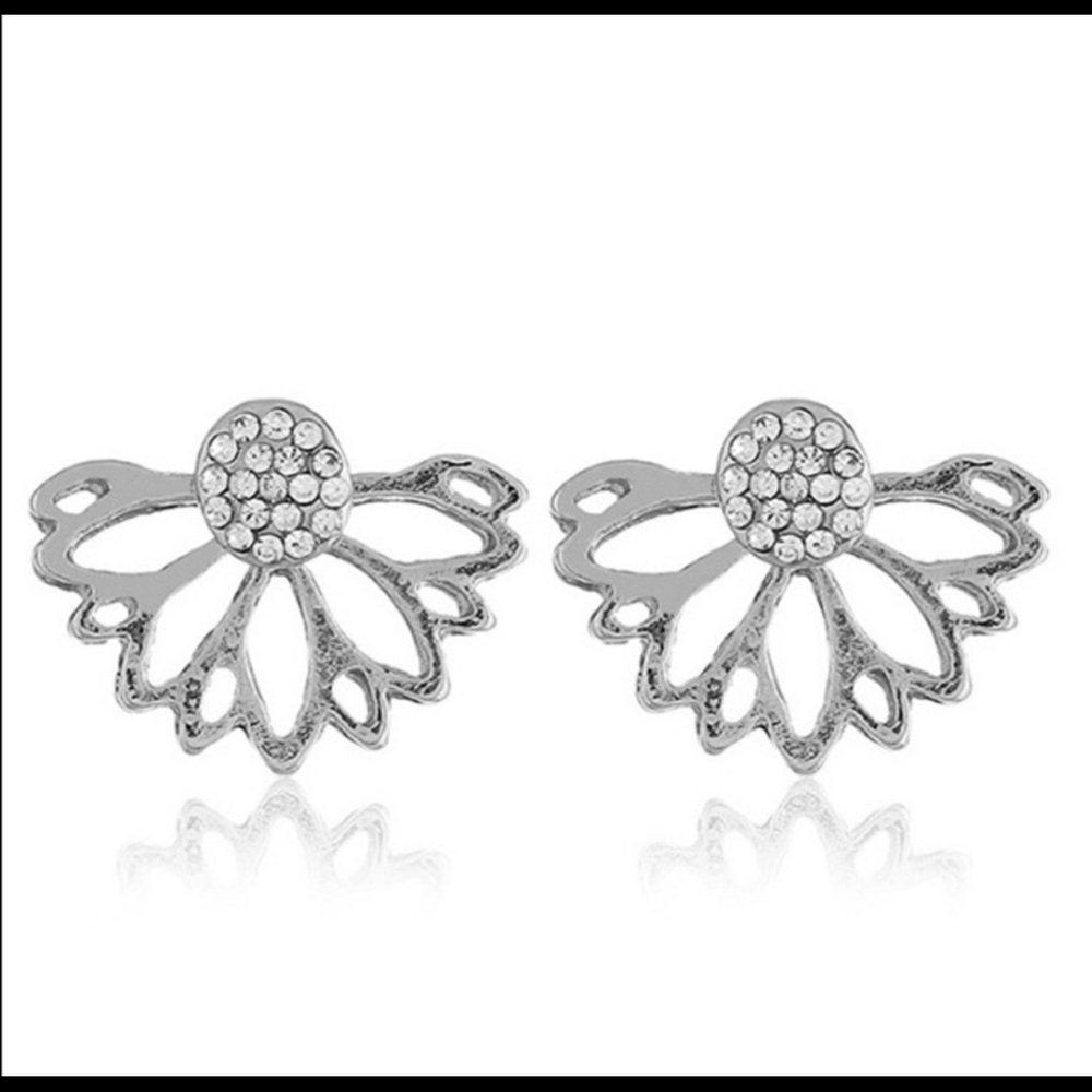 🆕Silver Lotus Earrings - Picture 3 of 7